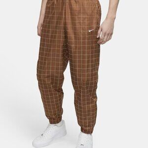 Nike Men's Brown Grid Pattern Jogger Sweatpants Athletic Casual Pants
